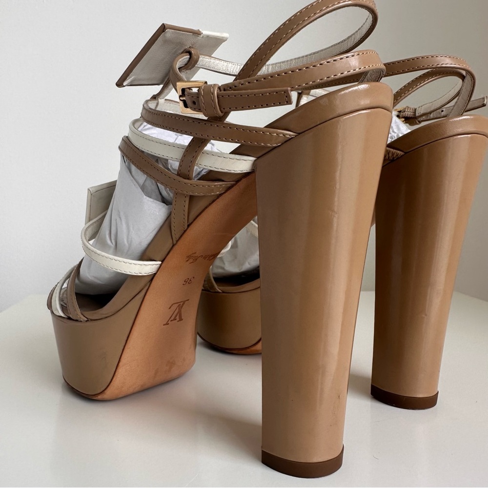 Louis Vuitton Beige and White Platform Sandals - Picture 5 of 10